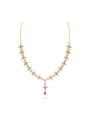 Floral Design Silver Necklace Set