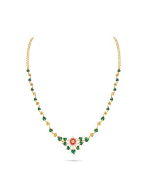 Leaf Design Silver Necklace Set