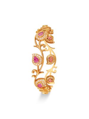 Leaf Design Silver Bangle