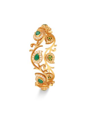 Impressive Leaf Design Silver Bangle