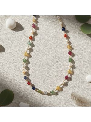 Multi-Gemstone Beaded Silver Malai