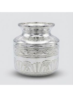 Engraved Floral Motifs Silver Pot