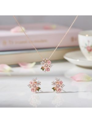 Rose Gold Silver Set Pendant & Earrings