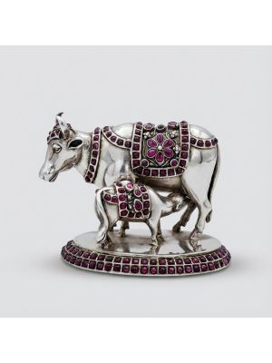 Traditional Silver Kamadhenu Idol
