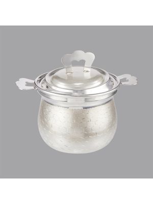 Embossed silver storage pot