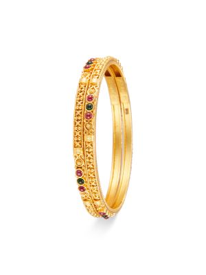 Silver Bangle With Gold Plated