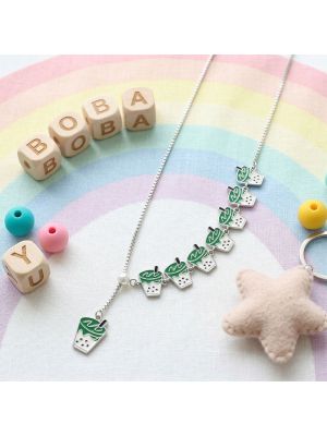 Trendy Glass Pendant Silver Chain