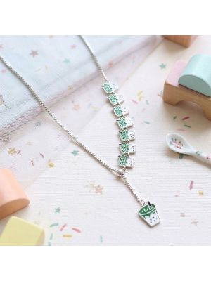 Trendy Glass Pendant Silver Chain
