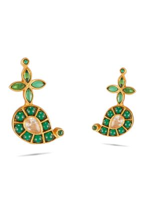 Green stone floral earring