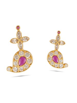 Pink stone Kundan earring