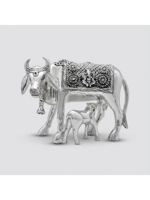 Traditional Silver Kamadhenu Idol