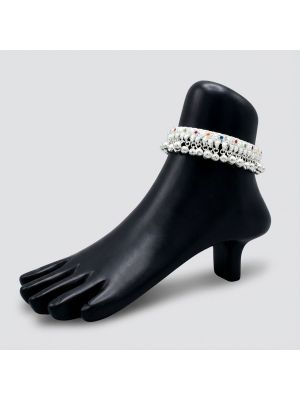 Multicolor Hanging Bead Silver Anklet