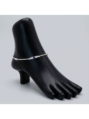 Plain Enamel Balls Silver Anklet