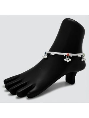 Fancy Enamel Drops Silver Anklet