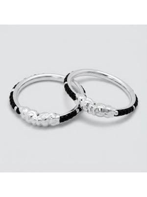 Black Beeds Silver Baby Bangle