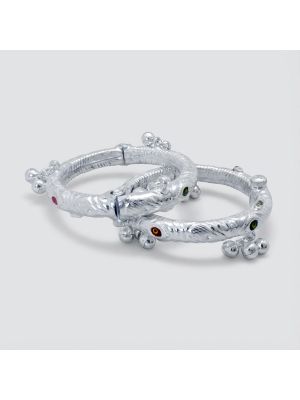 Engraved Tricolor Enamel Bell Silver Thandai