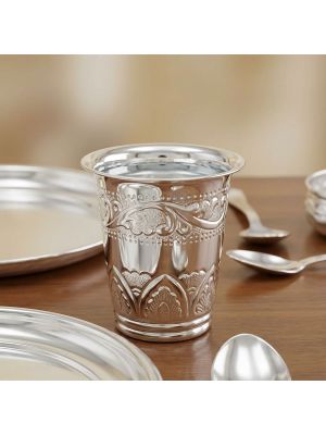 Traditional Engraved Silver Tumbler