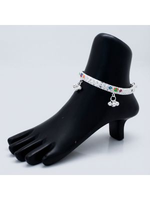 Trendy Enamel Drops Silver Anklet