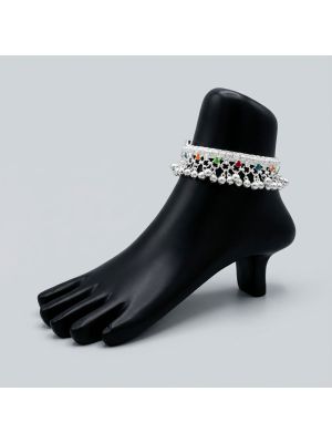 Wedding Ball Drops Silver Anklet