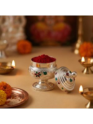 Classic Color Enamel Silver Kumkuma Simil 