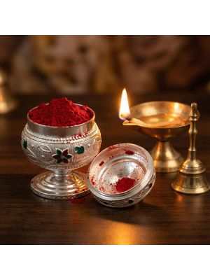 Classic Floral Silver Kumkuma Simil 