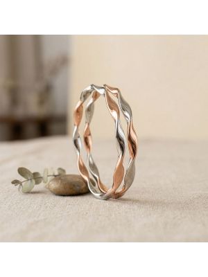 Trendy Loop Rose Silver Bangles
