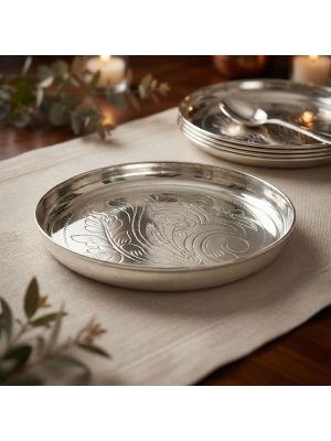 Traditional Silver Engraved Meal Plate