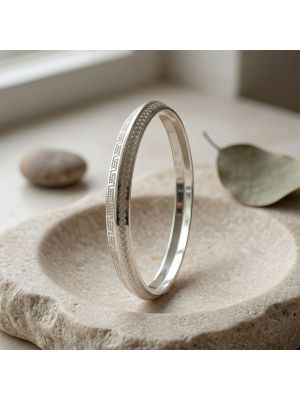 Engraved Men's Solid Silver Punjabi Gadi