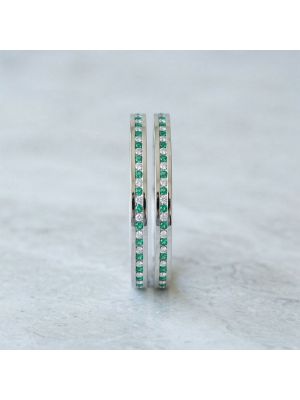 Classic Silver Green Stone Bangle