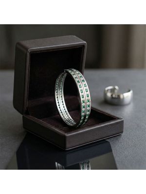 Silver Fancy Color Stone Bangles