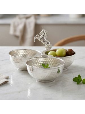 Luxury  Silver Plated Horse Knob Bowl