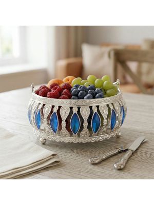 Classic Blue Enamel Basket With Handler