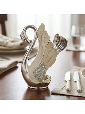 Luxury Swan Spoon Holder With Six Spoons