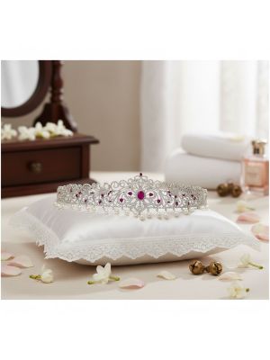 Ruby & Pearl Silver Filigree Bridal Waist Belt