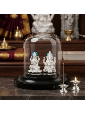 Lord Lakshmi Ganesh Silver Idol