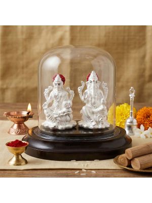 Classic Lakshmi Ganesh Silver Idol
