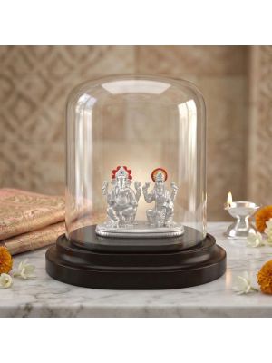 Lord Lakshmi Ganesh Silver Idol