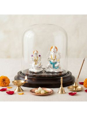 Classic Lakshmi Ganesh Silver Idol
