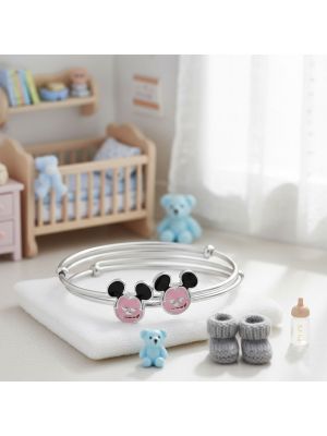 Mickey Mouse Enamel Silver Baby Bangles