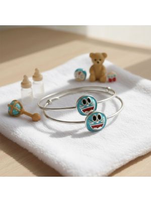 Doraemon Enamel Silver Baby Bangles