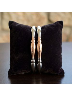 Two Tone Rose and Silver Tapered Cuff Bangle