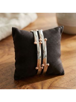 Dual Tone Rose and Silver Stackable Ball Bangle