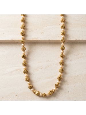 Elegant Antique Silver Pearl Chain