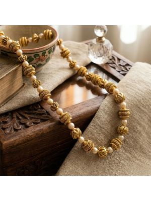 Elegant Antique Silver Pearl Chain