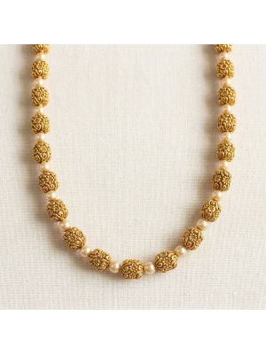 Elegant Antique Silver Pearl Chain