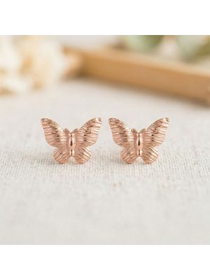 Fancy Rose Silver Butterfly Stud 