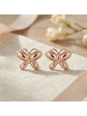 Fancy Rose Silver Butterfly Stud 