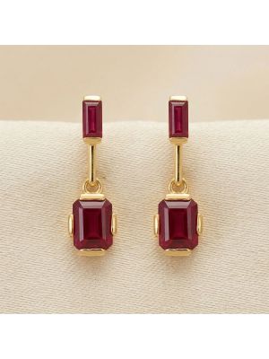 Gold Plated Silver Ruby Emerald Drops