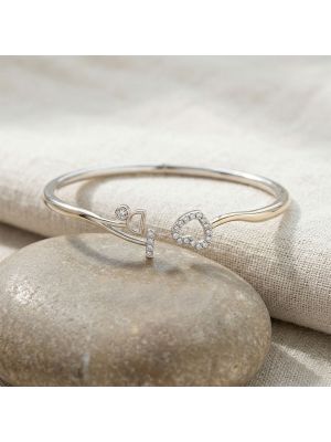 D Letter Heart Charms Open silver kada