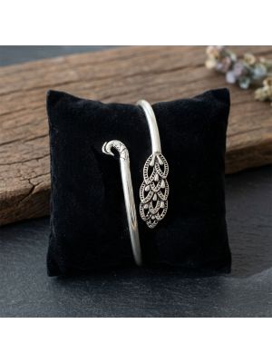 Antique Oxidized Silver Peacock Feather Kada